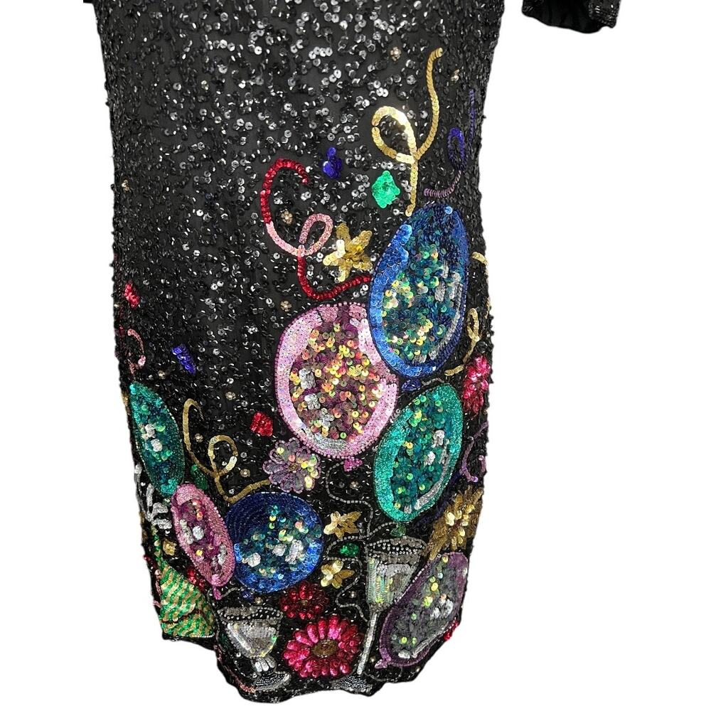 Laurence kazar vintage sequin New Year’s Eve mini dress multicolor size large - Picture 2 of 13
